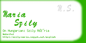 maria szily business card